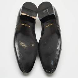 Saint Laurent Black Leather and Embossed Lizard Lace Up Oxfords Size 44