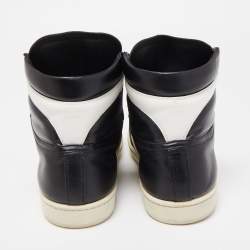 Pre Owned Saint Laurent Black/White Leather Court Classic High Top Sneakers Size 43