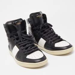 Pre Owned Saint Laurent Black/White Leather Court Classic High Top Sneakers Size 43