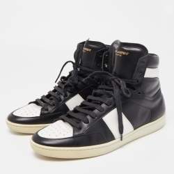 Pre Owned Saint Laurent Black/White Leather Court Classic High Top Sneakers Size 43