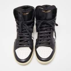 Pre Owned Saint Laurent Black/White Leather Court Classic High Top Sneakers Size 43
