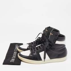 Pre Owned Saint Laurent Black/White Leather Court Classic High Top Sneakers Size 43