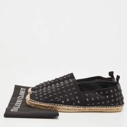 Saint Laurent Black Canvas Embellished Espadrilles Size 43.5 