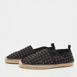 Saint Laurent Black Canvas Embellished Espadrilles Size 43.5 