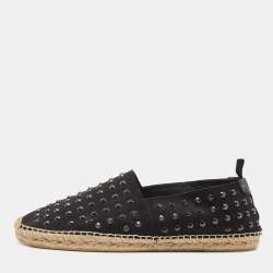 Saint Laurent Black Canvas Embellished Espadrilles Size 43.5 