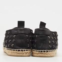 Saint Laurent Black Canvas Embellished Espadrilles Size 43.5 