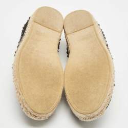 Saint Laurent Black Canvas Embellished Espadrilles Size 43.5 