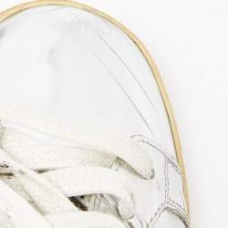 Pre Owned Saint Laurent Silver Leather Low Top Sneakers Size 42