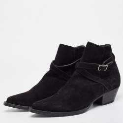Saint Laurent Black Suede Ankle Boots Size 43.5