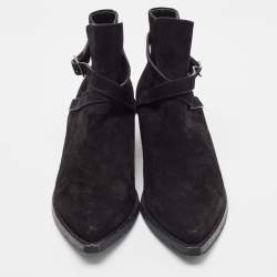 Saint Laurent Black Suede Ankle Boots Size 43.5