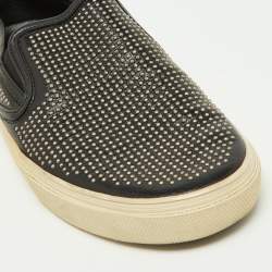 Saint Laurent Black Studded Leather Slip On Sneakers Size 44