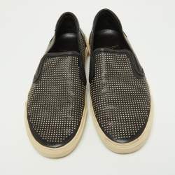 Saint Laurent Black Studded Leather Slip On Sneakers Size 44