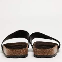 Saint Laurent Brown Leather Joan Slides Size 43