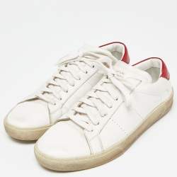 Pre Owned Saint Laurent White Leather Lace Up Sneakers Size 43
