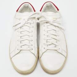 Pre Owned Saint Laurent White Leather Lace Up Sneakers Size 43