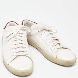 Pre Owned Saint Laurent White Leather Lace Up Sneakers Size 43