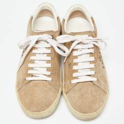 مملوكة مسبقًا Saint Laurent Brown Suede Court Classic Logo Sneakers Size 39