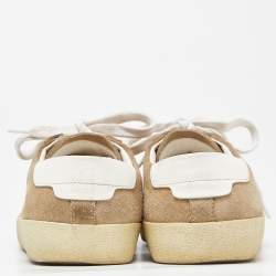 مملوكة مسبقًا Saint Laurent Brown Suede Court Classic Logo Sneakers Size 39