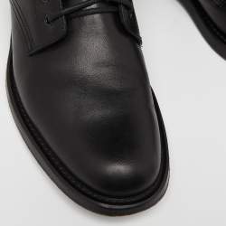 Saint Laurent Black Leather Rangers Combat Boots Size 45