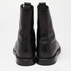 Saint Laurent Black Leather Rangers Combat Boots Size 45