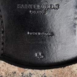 Saint Laurent Black Leather Rangers Combat Boots Size 45