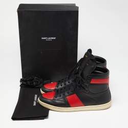 Saint Laurent Black/Red Leather SL-10H High Top Sneakers Size 45