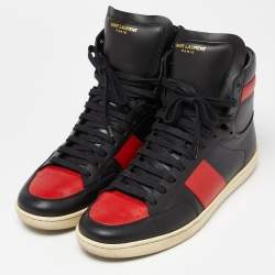 Saint Laurent Black/Red Leather SL-10H High Top Sneakers Size 45