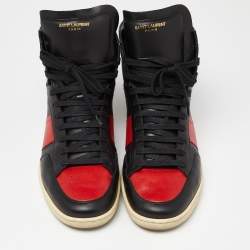 Saint Laurent Black/Red Leather SL-10H High Top Sneakers Size 45