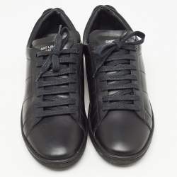 Pre Owned Saint Laurent Paris Black Leather Court Classic Lips Low Top Sneakers Size 40.5
