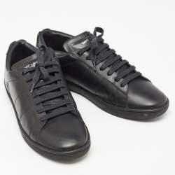 Pre Owned Saint Laurent Paris Black Leather Court Classic Lips Low Top Sneakers Size 40.5