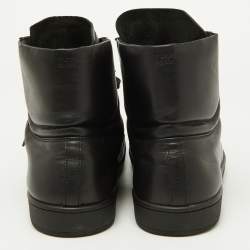 Pre Owned Saint Laurent Black Leather Court Classic Sl/01h High Top Sneakers Size 42.5