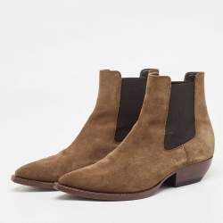 Saint Laurent Brown Suede Theo Chelsea Boots Size 40