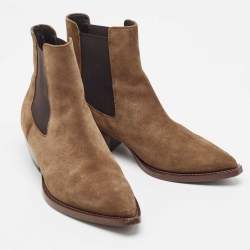 Saint Laurent Brown Suede Theo Chelsea Boots Size 40