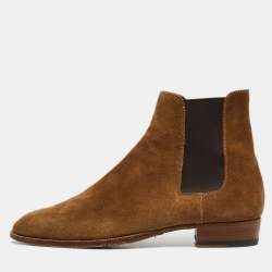 Pre Owned Saint Laurent Brown Suede Wyatt Chelsea Boots Size 42