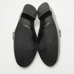 Saint Laurent Paris Black/White Coated Canvas Penny Slip On Loafers Size 45