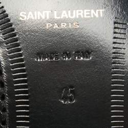 Saint Laurent Paris Black/White Coated Canvas Penny Slip On Loafers Size 45