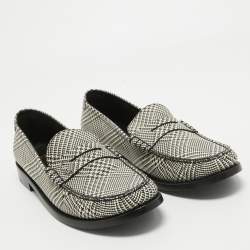 Saint Laurent Paris Black/White Coated Canvas Penny Slip On Loafers Size 45