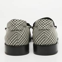Saint Laurent Paris Black/White Coated Canvas Penny Slip On Loafers Size 45