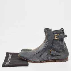 Saint Laurent Grey Suede Blake Jodhpur Ankle Boots Size 45