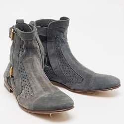 Saint Laurent Grey Suede Blake Jodhpur Ankle Boots Size 45