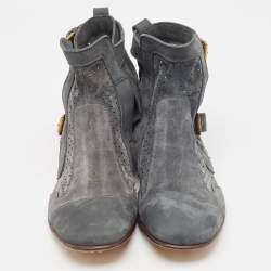 Saint Laurent Grey Suede Blake Jodhpur Ankle Boots Size 45