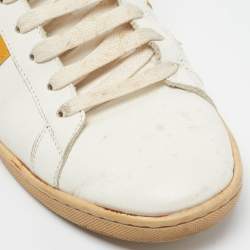 Saint Laurent White/Orange Leather High Top Sneakers Size 42