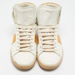 Saint Laurent White/Orange Leather High Top Sneakers Size 42
