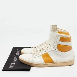 Saint Laurent White/Orange Leather High Top Sneakers Size 42