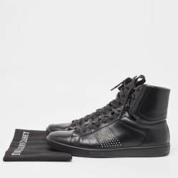 Yves Saint Laurent Black Leather Studded High Top Sneakers Size 42