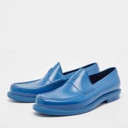 Saint Laurent Blue Rubber Penny Loafer Size 42