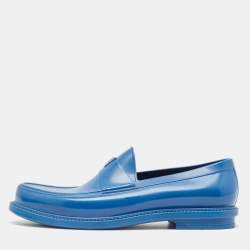 Saint Laurent Blue Rubber Penny Loafer Size 42
