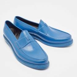 Saint Laurent Blue Rubber Penny Loafer Size 42