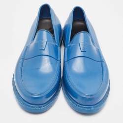 Saint Laurent Blue Rubber Penny Loafer Size 42
