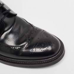 Saint Laurent Black Brogue Leather Ankle Boots Size 44
